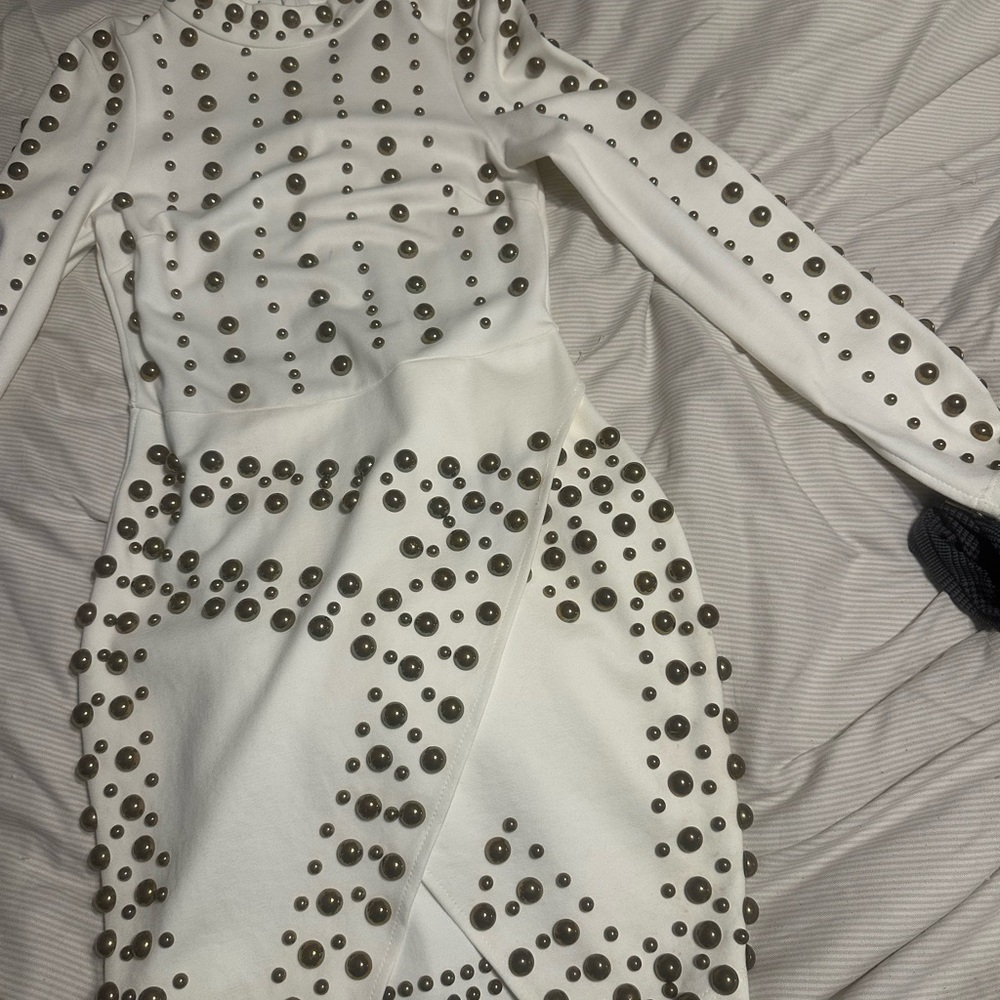 White Dress with Gold Studs